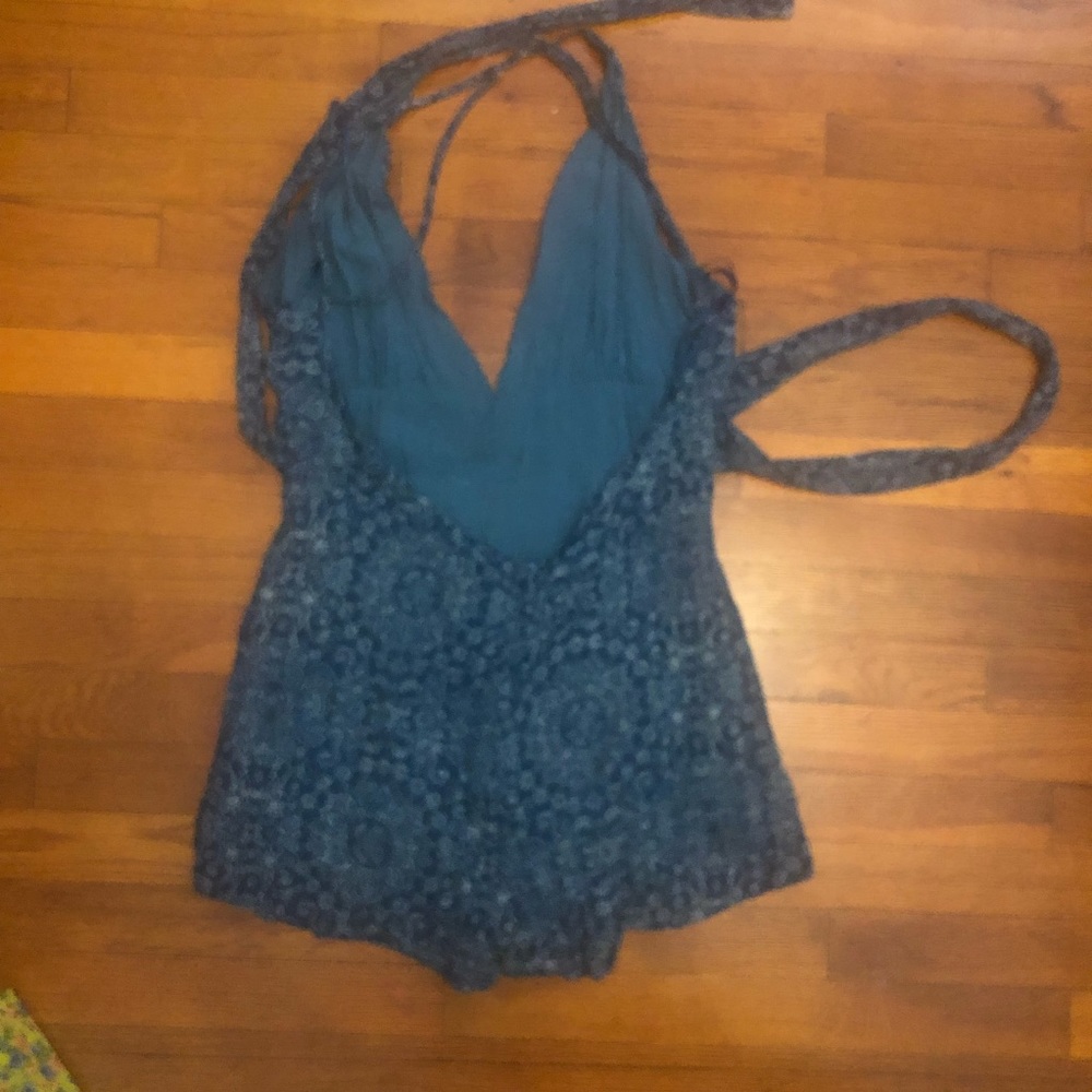 Turquoise Patterned Romper - Picture 2 of 4